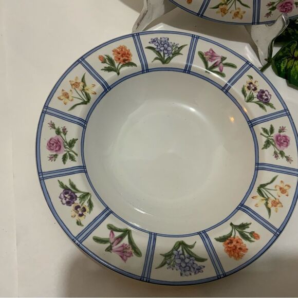 2 AMERICAN ATELIER ELIZABETH 5020 salad Plate 9” Granny Core Floral Gingham A2 - Picture 5 of 12